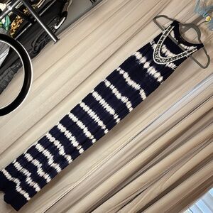 INC International Concepts Navy and White Maxi Dress